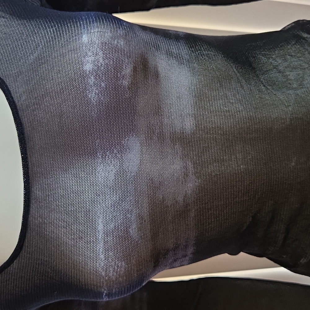 Vivienne Tam Blue Black Sheer Long Sleeve Top - Picture 2 of 6